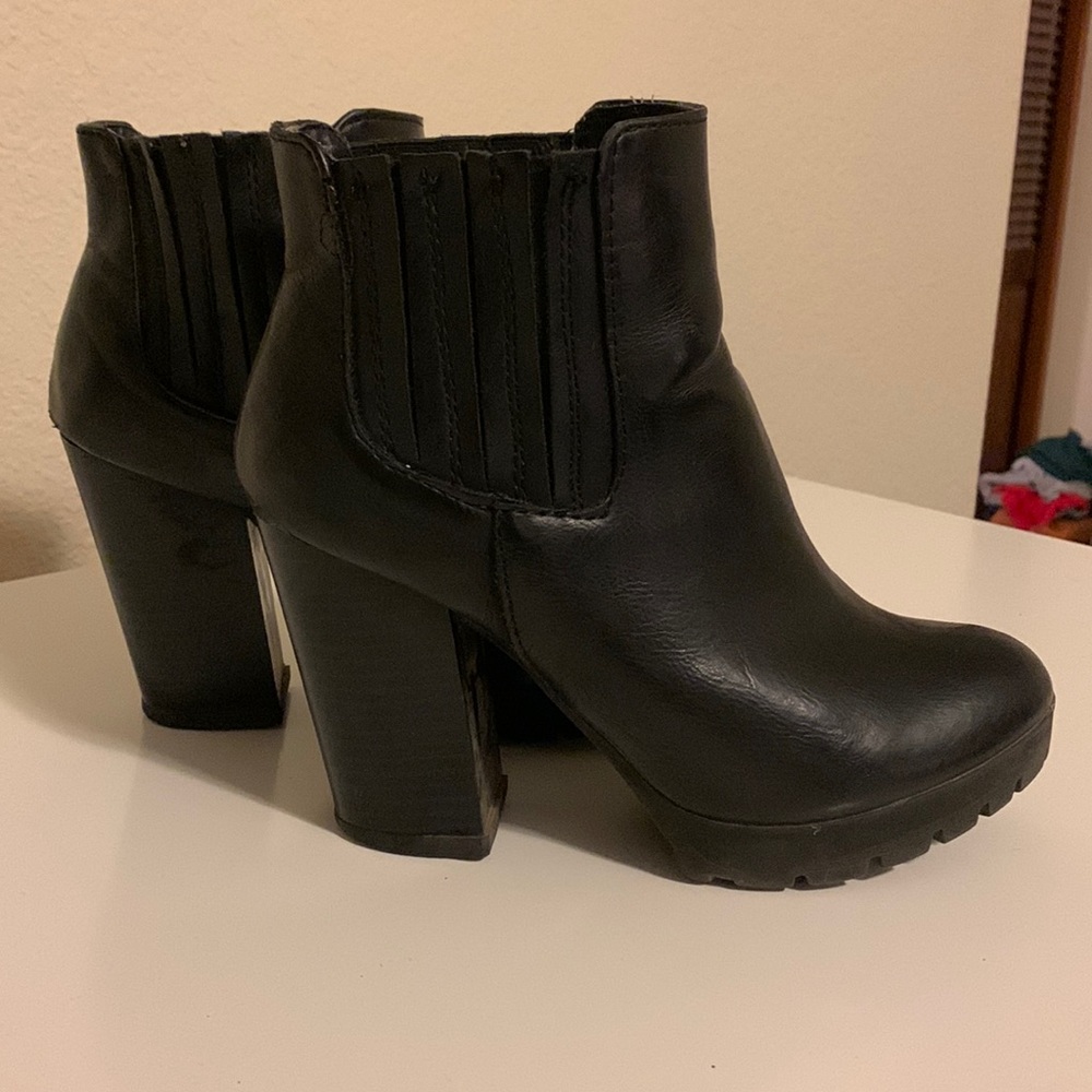 Candies black leather heels